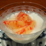 にしぶち飯店 - デザートの杏仁豆腐　桃(大統領)添え