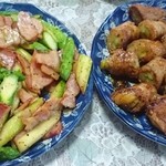 みどりの大地 - バター炒めと肉巻きに自宅で（2016.8）