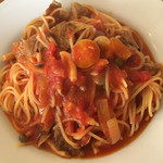 レストラン　ミツヤマ - 牛すじとしめじのトマトソースパスタ☆アルデンテ！