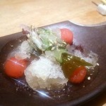 祇園おくむら - 2016.8　明石鯛の刺身を三杯酢で