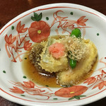 Ryoutei Ryokan Takechiyo - (揚物)いちじくと灰汁巻きの揚げだし豆腐