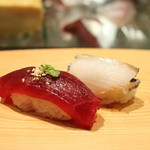 Sushi Senju - 絶品のマグロのづけと磯の香りとコリコリ感のたまらないアワビ