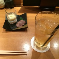 赤坂 金舌 - 付け出し　タンスモークと、