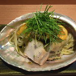 日本料理 晴山 - 悶絶!!!鮑と雲丹のうどん(稲庭うどん、鮑肝ソース和え)