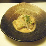 Bunkaya - 洋風懐石コース・前菜の茄子。イカと胡麻ソース和えてます