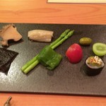 日本料理 たかむら - 鮑と季節の野菜の大皿