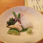 日本料理 たかむら - お造り（ハタ、イシガキ貝、赤イカ）