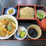 Miyabi - Ｂ野菜の天丼セット（もりそば）2016.08.13