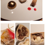 モダン和食 サル ドゥ マキノ - 三種前菜は鱧南蛮、最中はポテトサラダに自家製ベーコンとカマンベール、フォアグラのマカロン