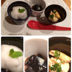 モダン和食 サル ドゥ マキノ - デザートは五種から好きなだけ。チョイスはチーズケーキのアイス、コーヒーゼリーメイプル練乳ソース、紅茶のソルベ レモンのムースソース