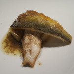 レストラン ラッセ - 28年8月　男爵イモでしか作れない　こだわりのニョッキ　今朝作り立ての自家製バターで焼き上げた琵琶湖の鮎