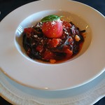リストランテ天空 - トマトのスパゲティーにイカスミの生パスタ