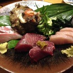 松江の味 郷土料理 出雲 川京 - サザエ、シイラ、イモガツオ、ヒラマサに津和野の柚子胡椒。