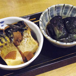 Soba Izakaya Kisara - 晩酌セット 1200円　なすの煮浸しと鯖の煮付け