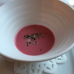 レストランLe Mont - ビシソワーズ。ジュンサイが入っています。