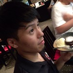 和鶏屋 - H.28.8.13.夜 鹿児島黒豚飛魚らぁめんひげ坊主イケメンSTAFF SM氏とフォンダンショコラのバニラ添え 450円税別【掲載許諾済】