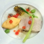 サラマンジェ ド イザシ ワキサカ - オンブル・シュヴァリエのポシェ ザリガニのクネル ルーセットドサヴォワのソースby脇坂