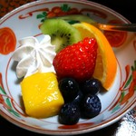 千葉旅館 - 水菓子：マンゴープリン？とフルーツ♪