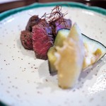 合肴　　黒毛和牛塩焼　米茄子　茗荷　糸辛子
          