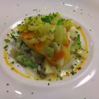 横濱元町 霧笛楼 - 的鯛の蒸し煮　三浦の春キャベツと共に　山菜類のリゾット