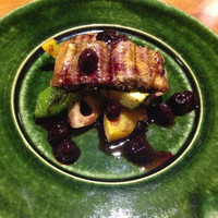草庵　田なか - 鰻と野菜のブルーベリーソース。意外な程にブルーベリーが合う。