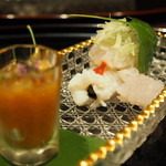 弧玖 - ハモのおとしと焼き 好みでおろし酢で
      「2016.08撮影」