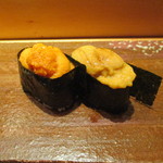 伊勢鮨 - エゾバフンウニとムラサキウニ