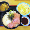 Matsuya - 【ランチ】 三色丼 大盛 国産野菜付セット　2016年8月