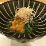割烹 一楓 - つまみ菜のお浸し　蒸し雲丹添え