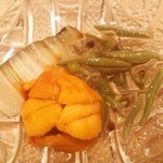 鮨 とかみ - 2016.7.  赤海胆・蒸し鮑・蓴菜