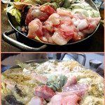 豊田屋 - アンコウ、あん肝、牡蠣、白子の鍋