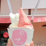 MEGURI - ダブルサイズ･プレミア(410円/カップ)で山本さんのいちごと酒粕ミルク♪ 程よい甘さで美味しい！