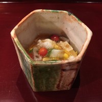 二条城ふる田 - 先付：鱧と玉蜀黍の冷たい茶わん蒸し