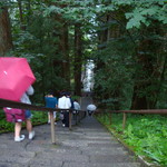 武井旅館 - 朝一番で、宝光社へ。朝の新人を見学。天の岩戸のパフォーマンス。朝ごはん前にこの100段近い階段を上るのはきついけれど、それだけのことがありました。