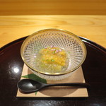 紫雲丹と絹かわなすの加減酢ジュレがけ