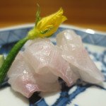 豪龍久保 - アコウの刺身アップ