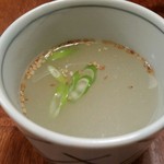 Tenshouan - 塩つけ汁を、蕎麦湯で割ると。