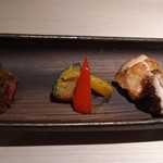 喰心 meat Dining - 津軽鶏の網焼き　黒毛和牛サーロインステーキ