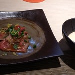 すき焼き　卵のエスプーマ