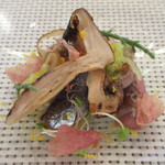 ビストロ ダイア - ［ランチ］北海道釧路産初物秋刀魚と石川県産金糸瓜、松茸のマリネ ライムとディルのソース