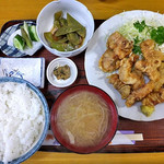 丸八食堂 - いかのげそ天定食（２０１６年８月）