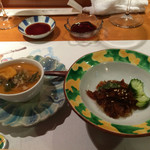 博多有栖川 - 茶碗蒸しは夏野菜がたっぶり、クラゲの酢の物は歯ごたえがワイルドです