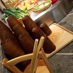 長野県 長寿食堂 - 野菜ビュッフェと取りカップ