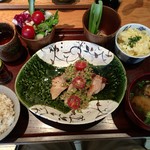 長野県 長寿食堂 - 「信州福味鶏もも肉の幽庵焼きと信州郷土料理やたら定食」（税抜1,278円）