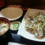 まさむね - 8/20　ボンゴレうどんにミニ親子丼セット