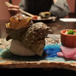 サザエのネギ味噌焼き