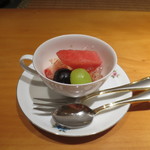 日本料理 幸庵 - ナガノパープル、シャインマスカット、白桃、すいかの盛合わせ