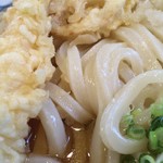 うどんは太くきらきら。お味はしっかりとしたコシ ながらもグミっぽい感触が旨い