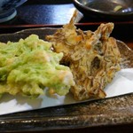 鮮魚もとぶ さしみ亭 - もずく天ぷら&アーサー天ぷら