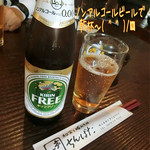 ちんばた - このお店の雰囲気だと飲みたくなっちゃう…気分だけでもとノンアルコールビール(400円)で乾杯〜( ^ ^ )/□